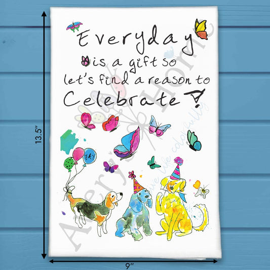 Celebrate With Dogs Tea Towel – Party Pup Decor