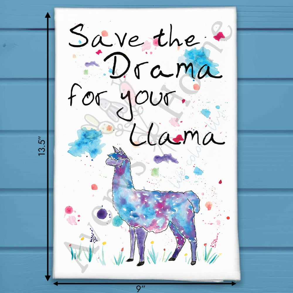 Save the Drama Llama Tea Towel – Funny Kitchen Humor