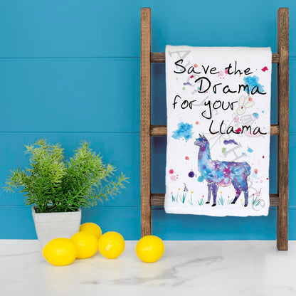 Save the Drama Llama Tea Towel – Funny Kitchen Humor