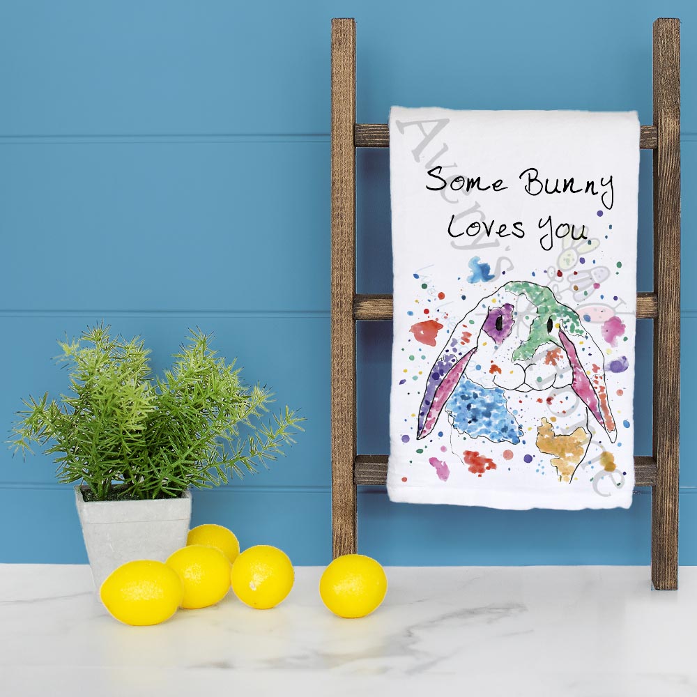 Some Bunny Loves You Tea Towel – Easter Spring Gift