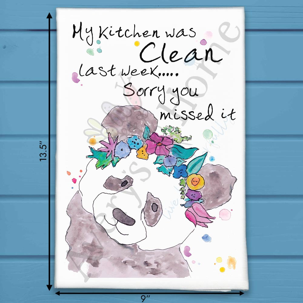 Clean Kitchen Tea Towel – Funny False Alarm Decor