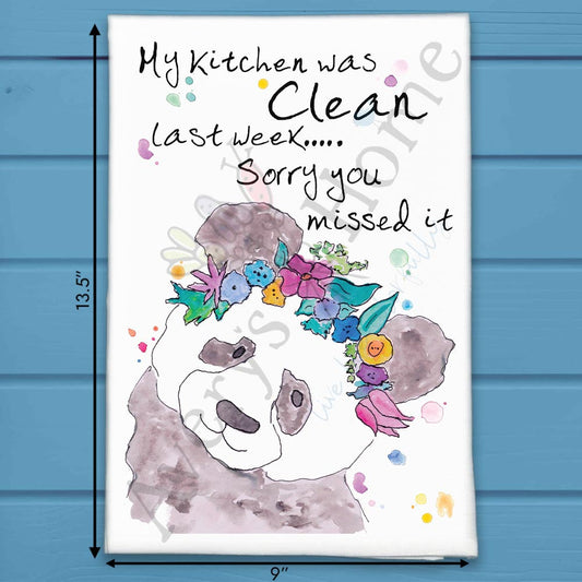 Clean Kitchen Tea Towel – Funny False Alarm Decor