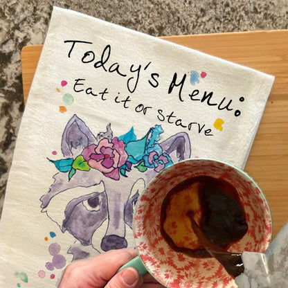 Today’s Menu Tea Towel – Lazy Kitchen Decor