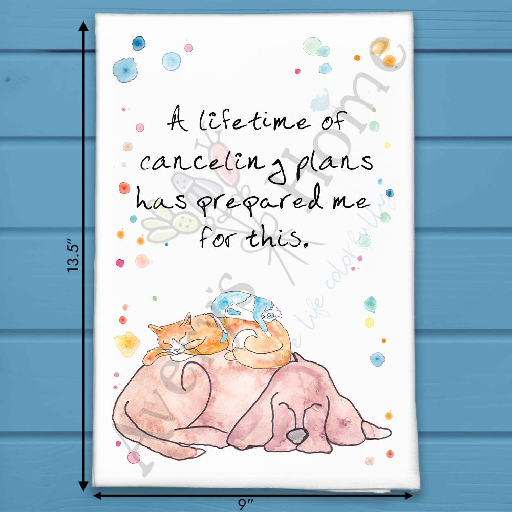 Canceled Plans Tea Towel – Introvert Animal Humor