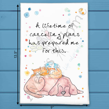 Canceled Plans Tea Towel – Introvert Animal Humor