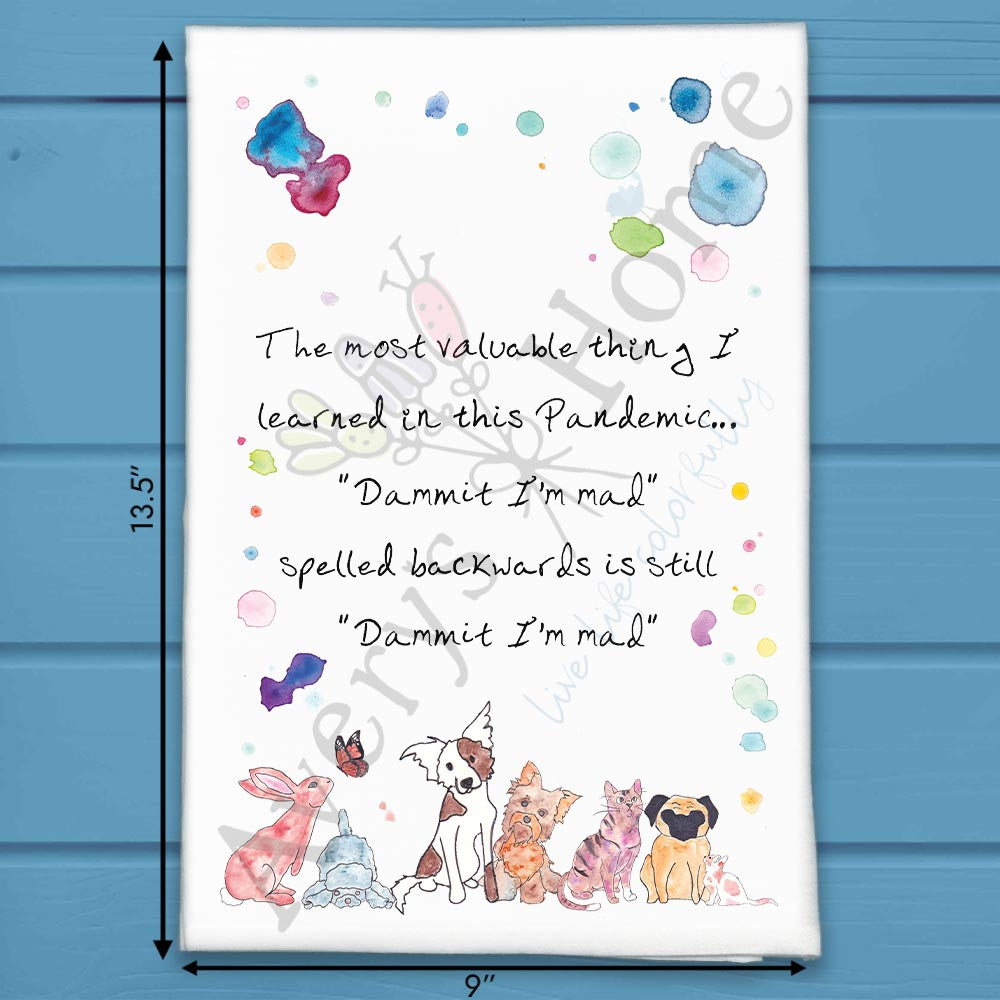 Dammit Spelled Backwards Tea Towel – Wordplay Humor
