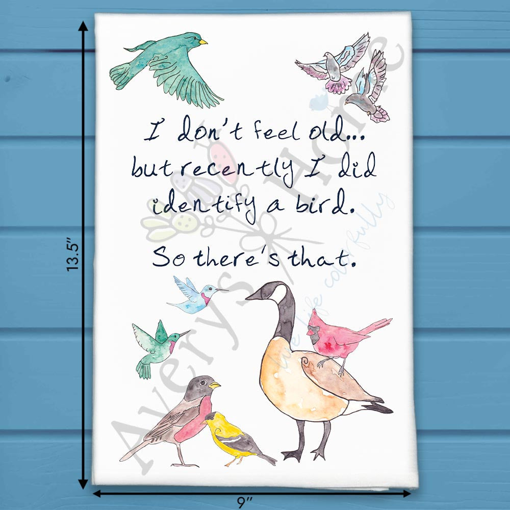 Birds Aging Quote Tea Towel – Funny Birthday Gift