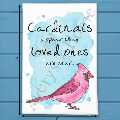 Cardinal Appears Sentimental Kitchen Decor Tea Towel