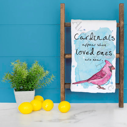 Cardinal Appears Sentimental Kitchen Decor Tea Towel