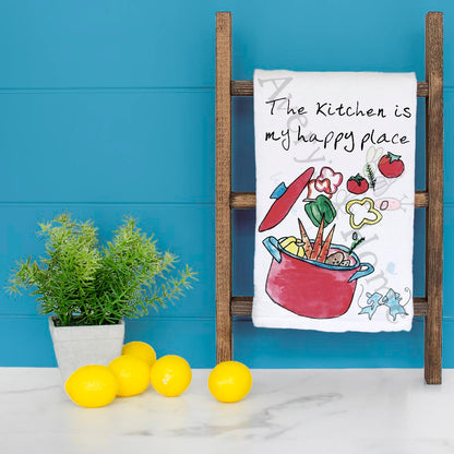 Happy Place Kitchen Tea Towel – Cozy Cooking Decor