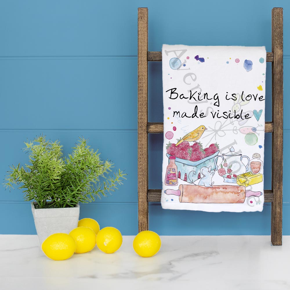 Love Baking is Love Made Visible Sentimental Kitchen Decor Tea Towel