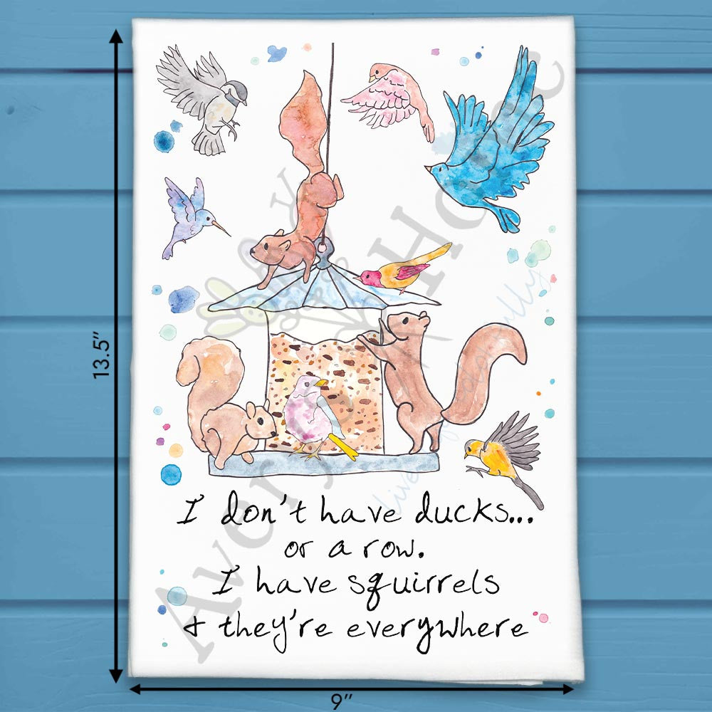 Ducks & Squirrels Tea Towel – Funny Chaos Humor