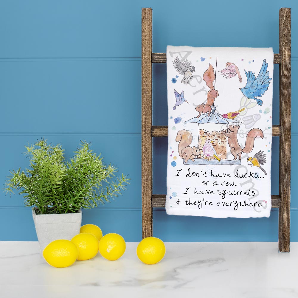 Ducks & Squirrels Tea Towel – Funny Chaos Humor