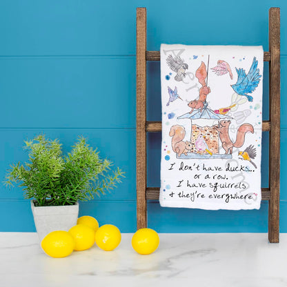 Ducks & Squirrels Tea Towel – Funny Chaos Humor