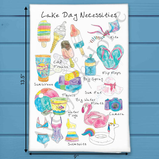 Lake Day Must-Haves Tea Towel – Boating & Drinks Decor