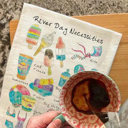 River Day Must-Haves Tea Towel – Tubing & Sunshine Decor