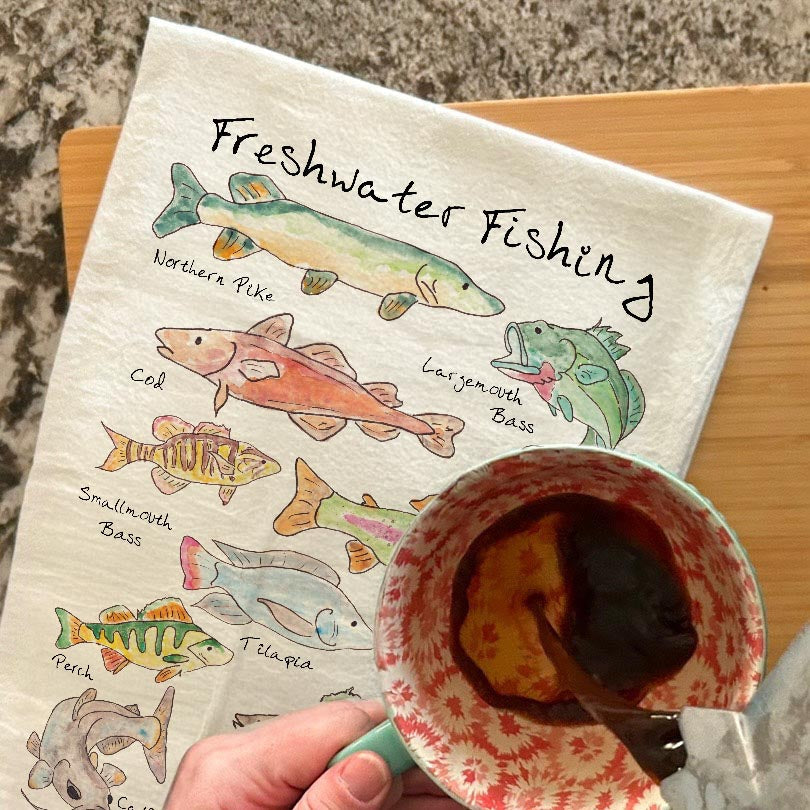 Freshwater Fishing Tea Towel – Lake Catch Decor