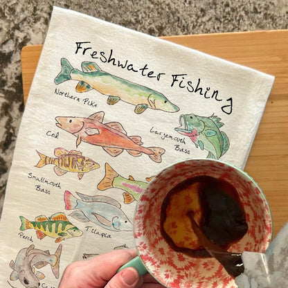 Freshwater Fishing Tea Towel – Lake Catch Decor