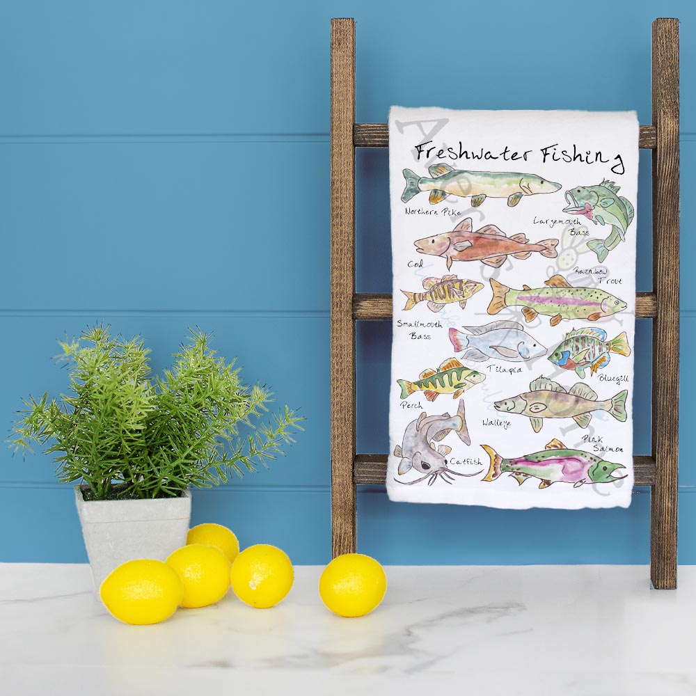 Freshwater Fishing Tea Towel – Lake Catch Decor