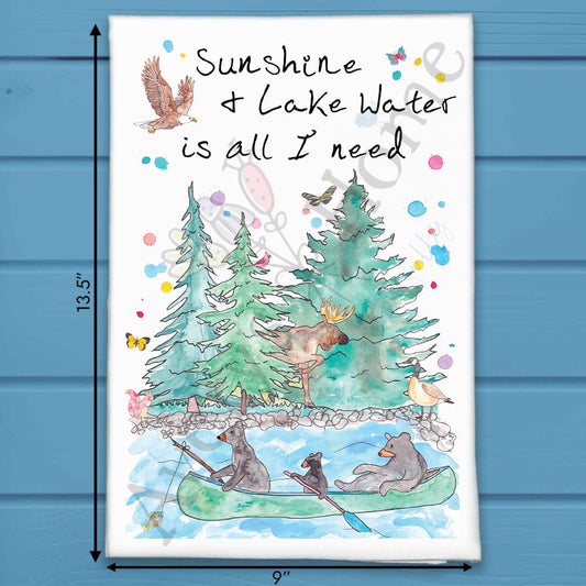 Sunshine & Water Tea Towel – Custom Lake Quote Decor