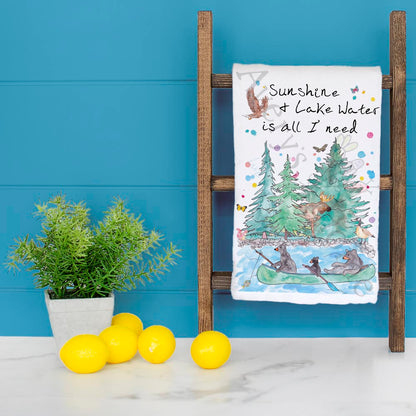 Sunshine & Water Tea Towel – Custom Lake Quote Decor
