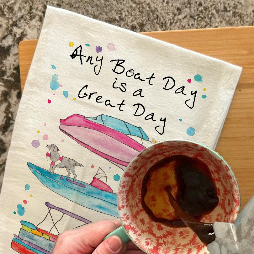 Any Boat Lake Day Tea Towel – Nautical Decor