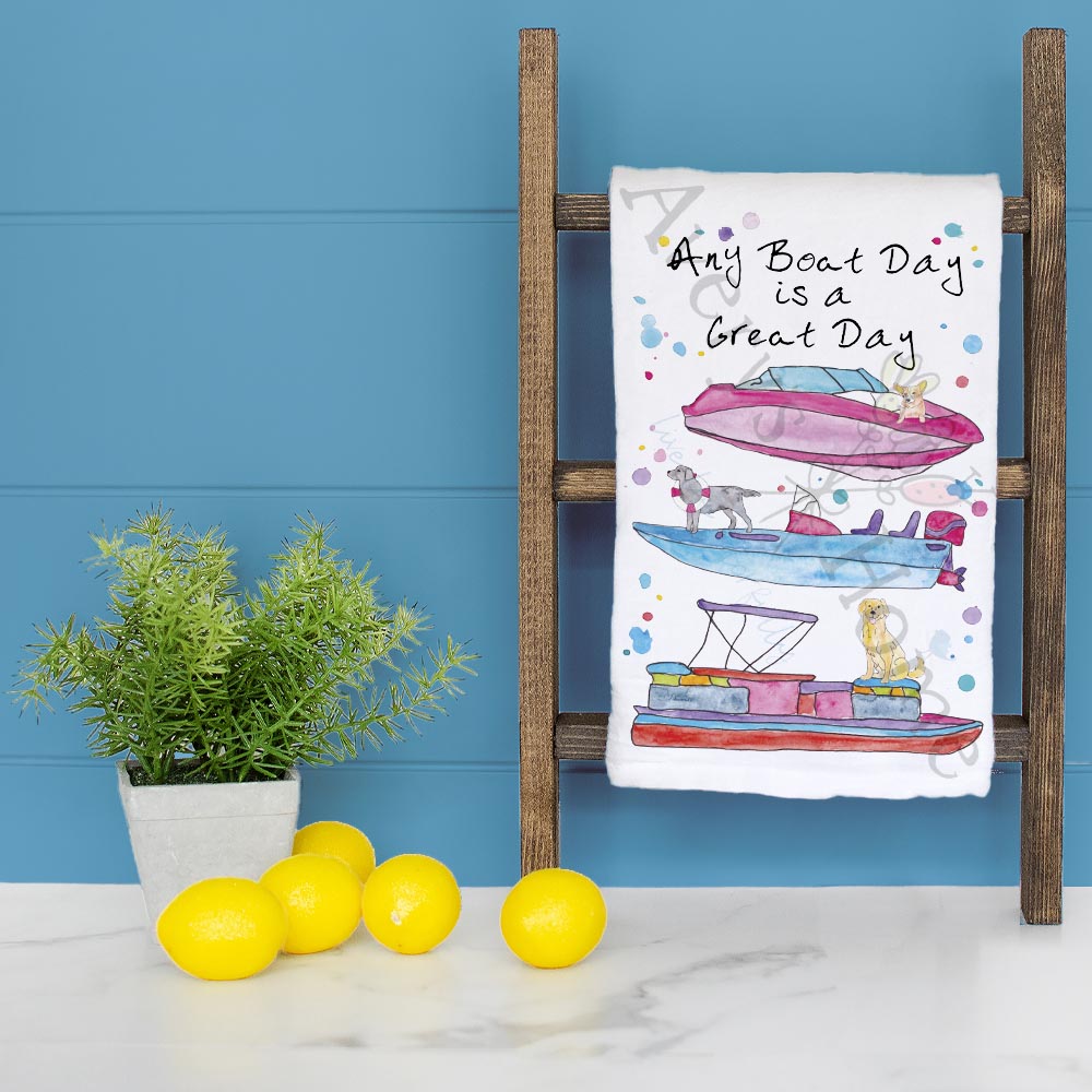Any Boat Lake Day Tea Towel – Nautical Decor
