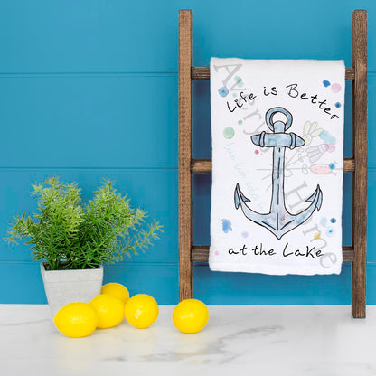 Life Is Better Lake Tea Towel – Relaxation Decor