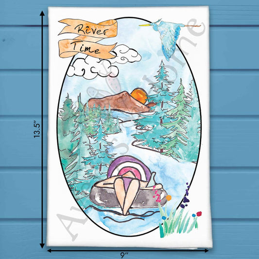River Time Tea Towel – Spring Boating Decor