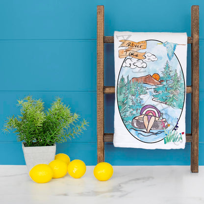 River Time Tea Towel – Spring Boating Decor