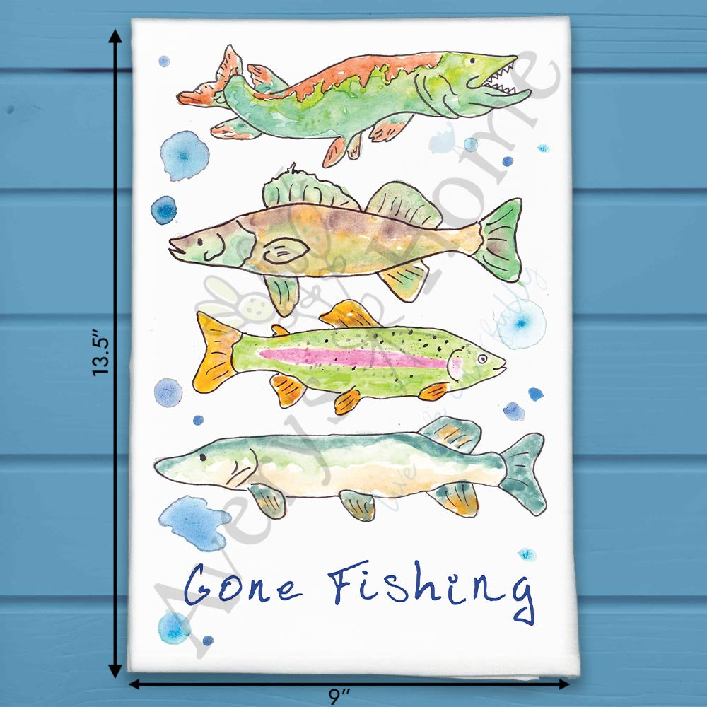 Gone Fishing Tea Towel – Lake Life Souvenir