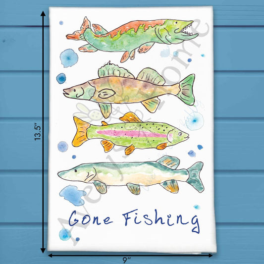 Gone Fishing Tea Towel – Lake Life Souvenir