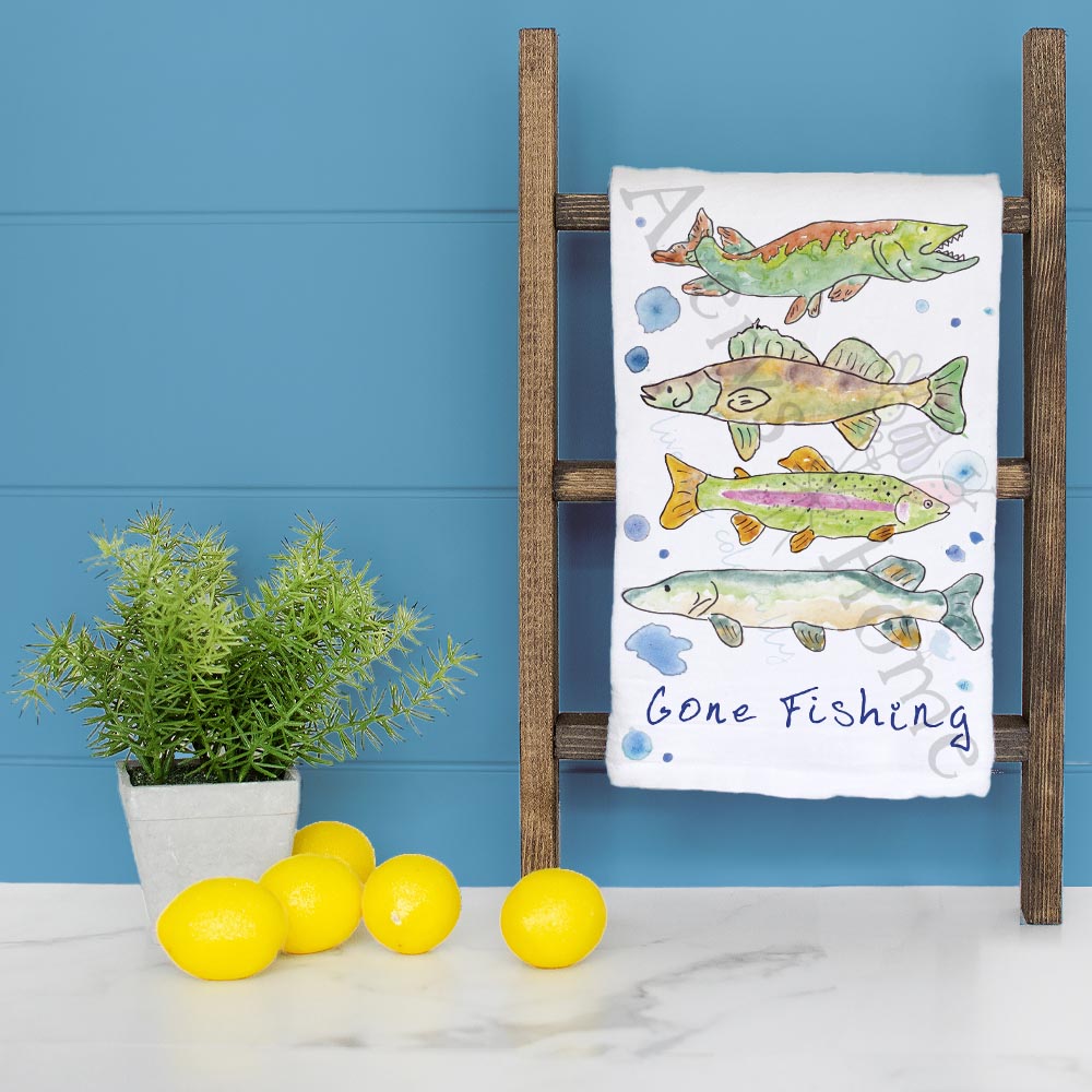 Gone Fishing Tea Towel – Lake Life Souvenir