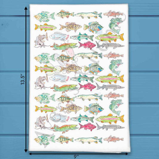 Lake Fish Pattern Tea Towel – Freshwater Decor