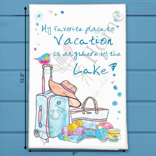 Summer Lake Vacation Tea Towel – Seasonal Travel Decor