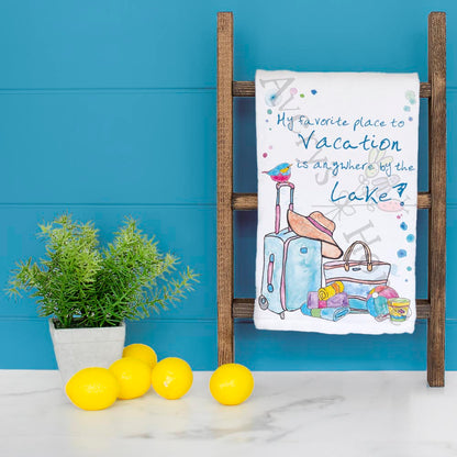 Summer Lake Vacation Tea Towel – Seasonal Travel Decor