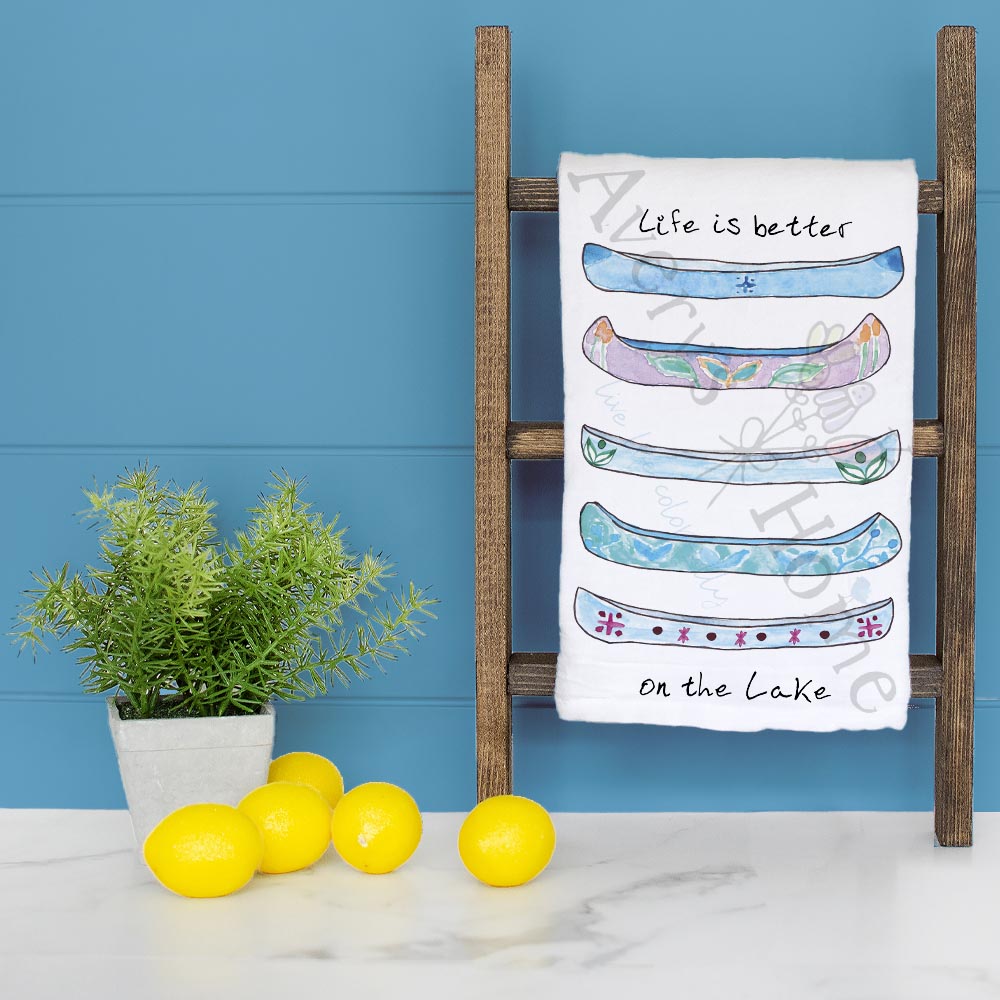 Lake Life Canoe Tea Towel – Nature Paddle Decor