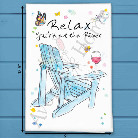 River & Wine Tea Towel – Nature Decor Gift