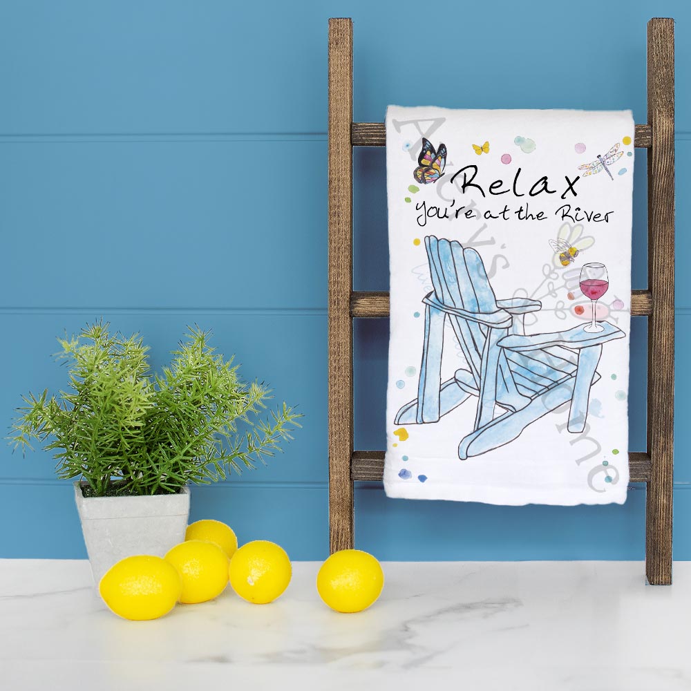 River & Wine Tea Towel – Nature Decor Gift