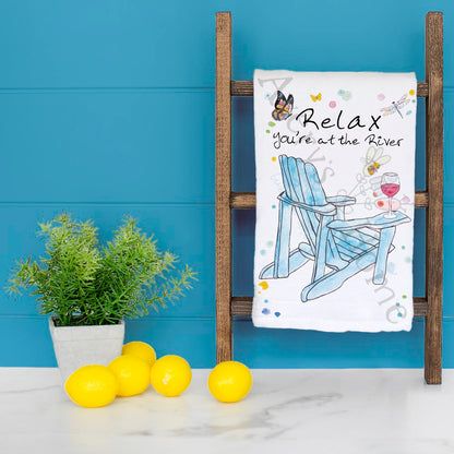 River & Wine Tea Towel – Nature Decor Gift