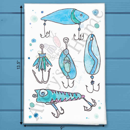 Fresh Water Fishing Lures Tea Towel