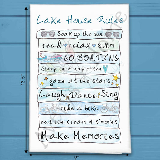 Lake House Rules Tea Towel