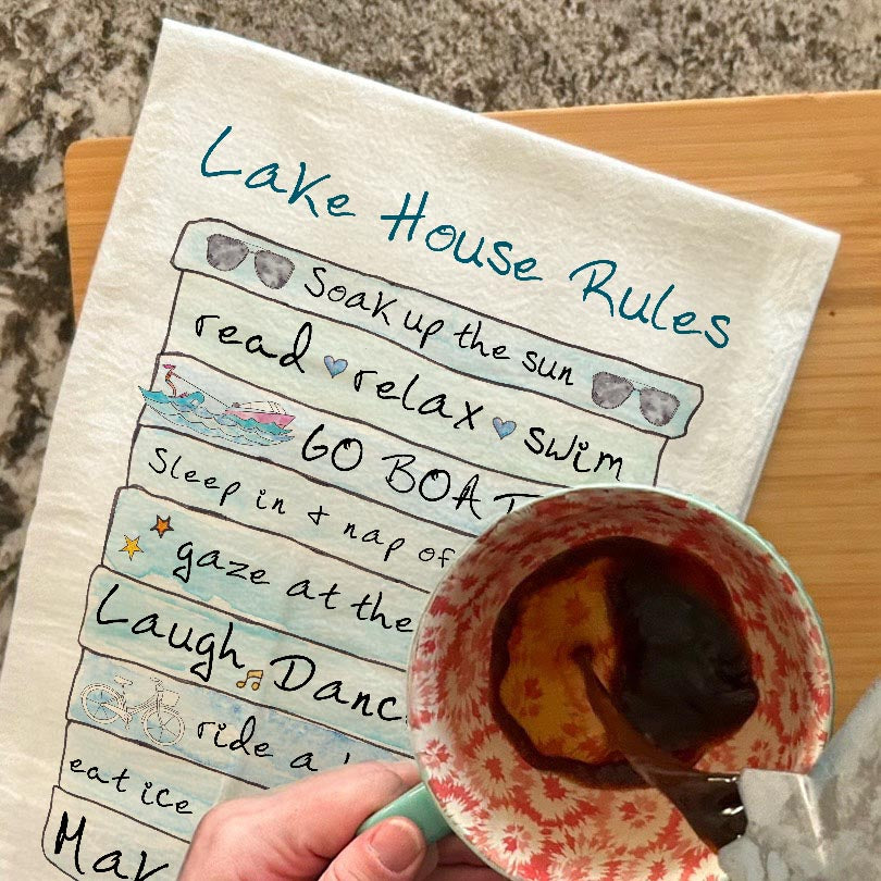 Lake House Rules Tea Towel