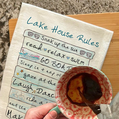 Lake House Rules Tea Towel