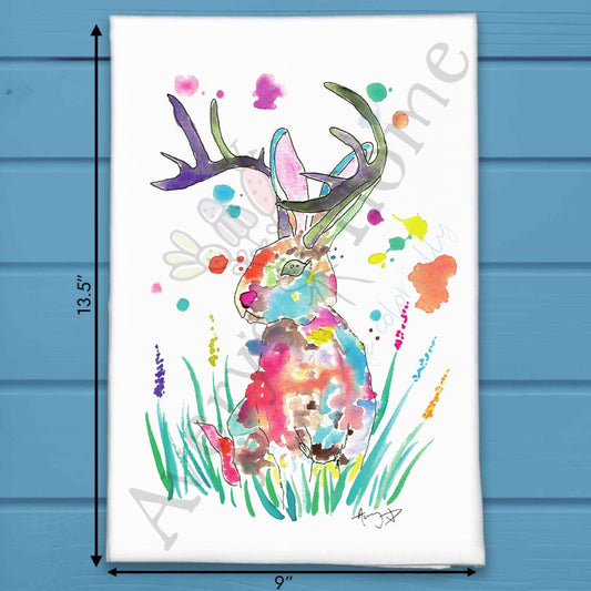 Jackalope Tea Towel – Whimsical Mountain Decor