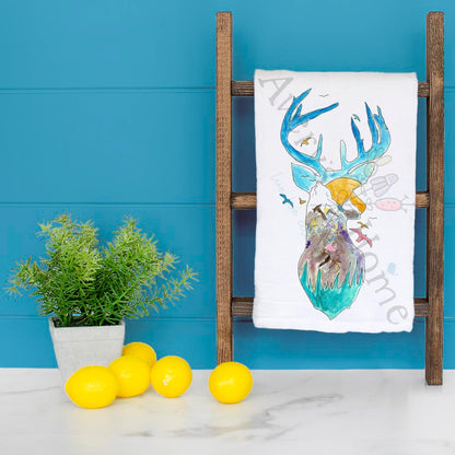 Mountain Deer Tea Towel – Rustic Woodland Decor