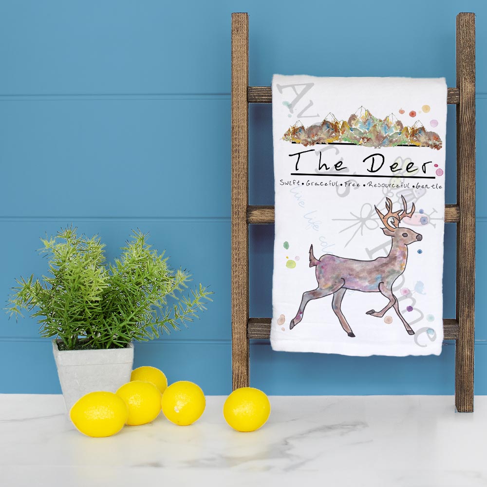 Mountain Deer Tea Towel – Woodland Antler Decor