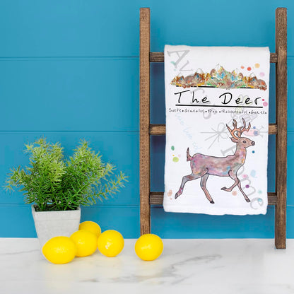 Mountain Deer Tea Towel – Woodland Antler Decor