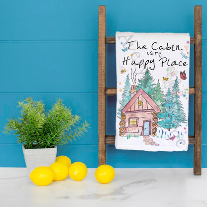 Cabin Happy Place Tea Towel – Wooded Retreat Decor