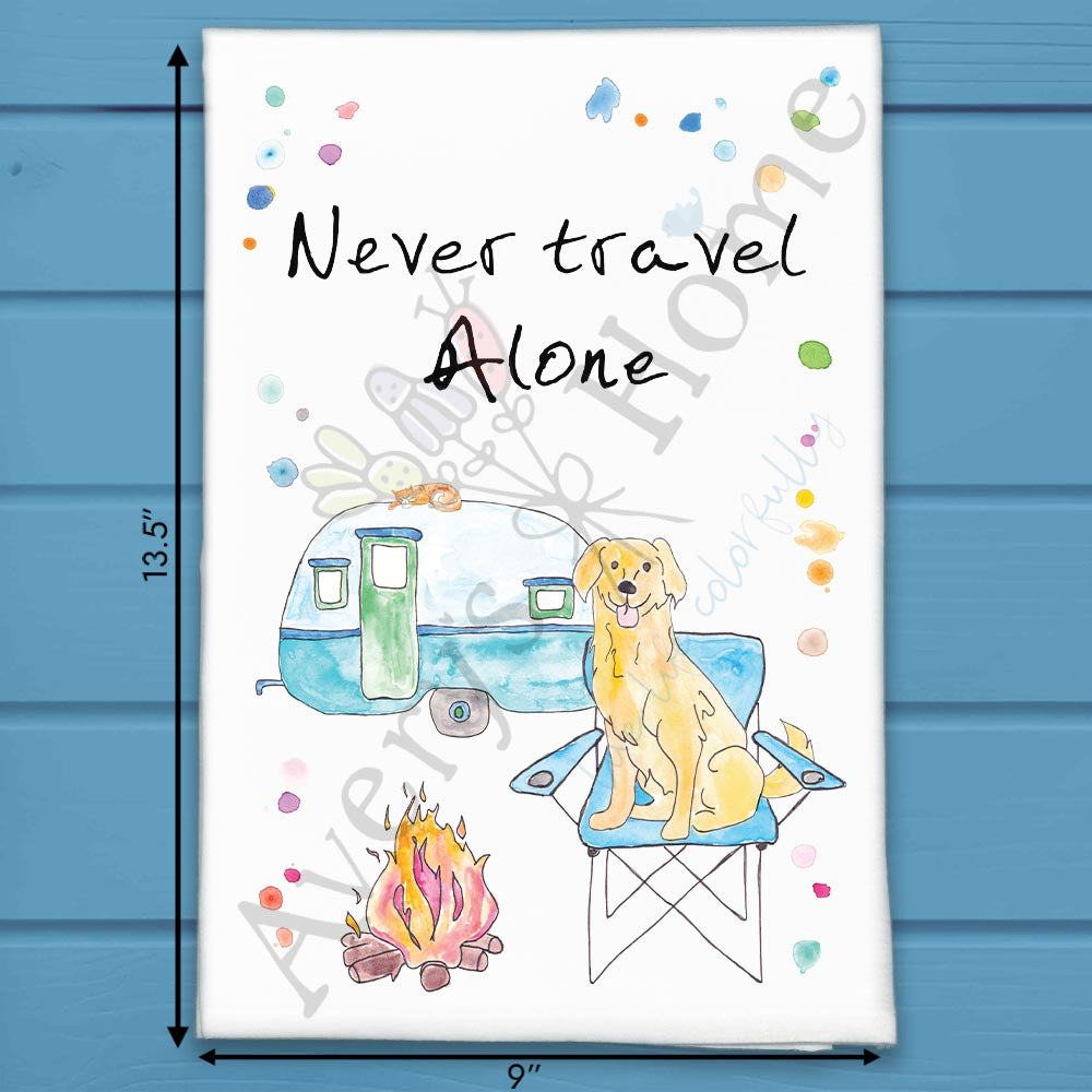 Camper With Pets Tea Towel – Travel Animal Decor